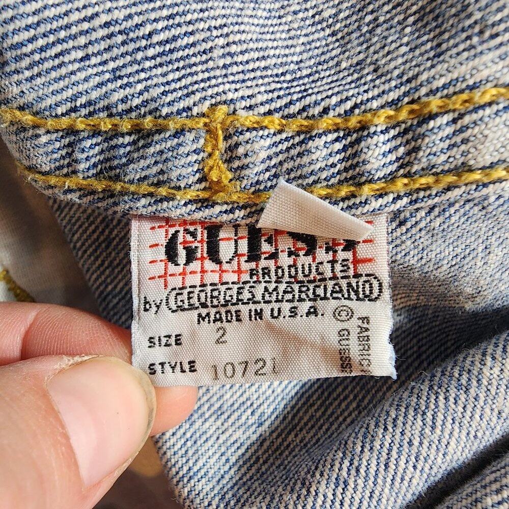 VTG Guess Georges Marciano 1980s Grunge Denim Overalls Sz 2 Retry 80s Acid Wash - Picture 9 of 9